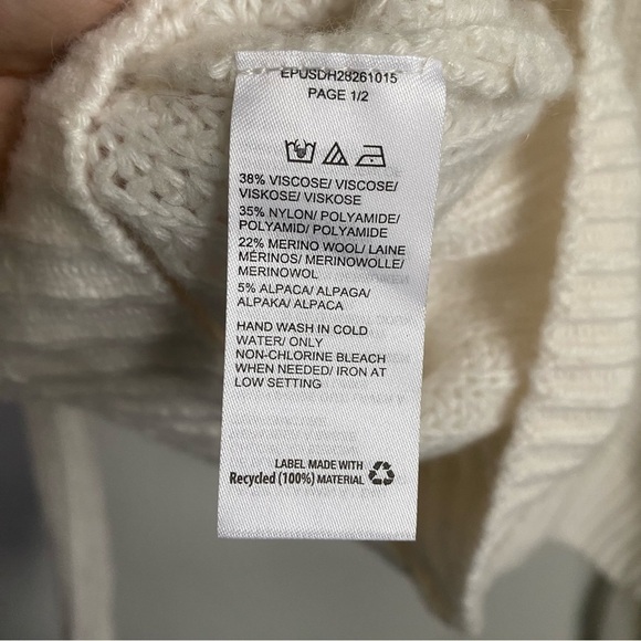 EN Thread Oversized Wool Alpaca Blend Mockneck Chunky Knit Sweater • Cream • XL - Picture 11 of 11